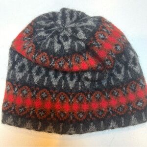 Elan Red and Gray Patterned Hat